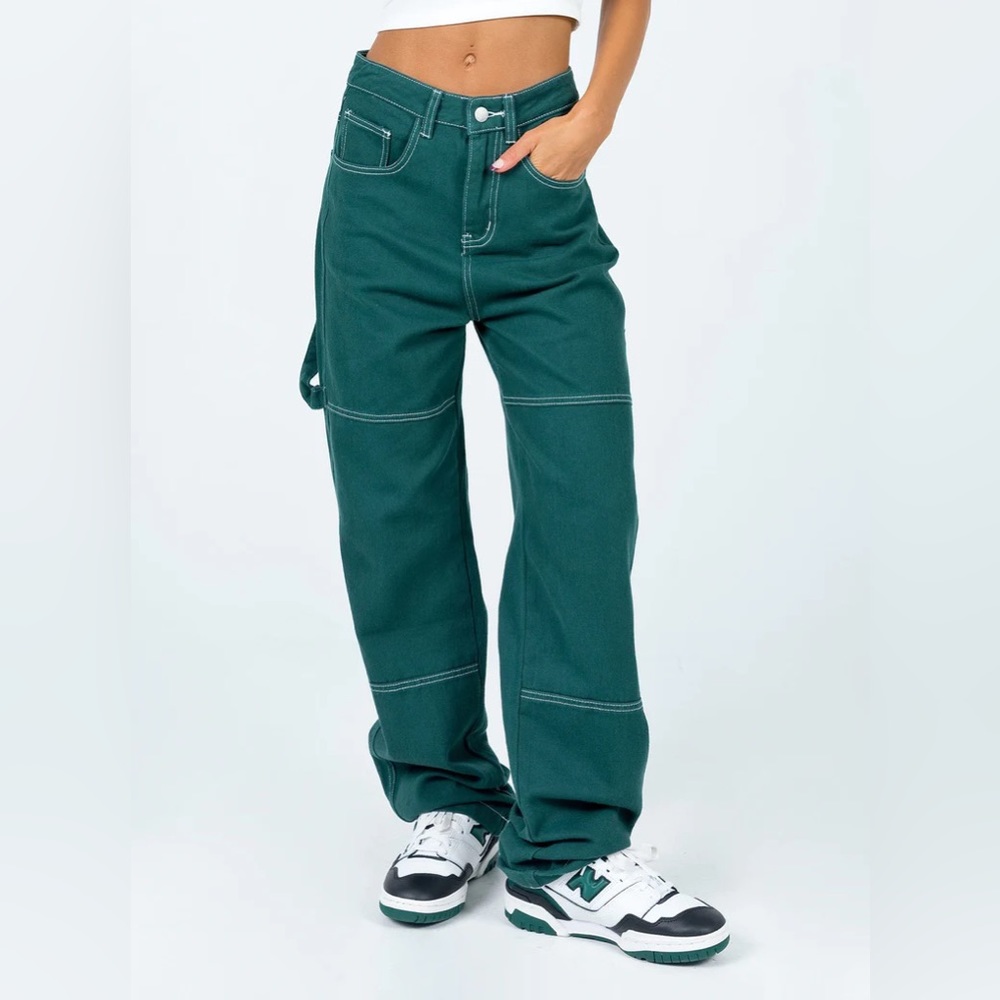 Princess Polly Copeland Cargo Jeans in Green US 6